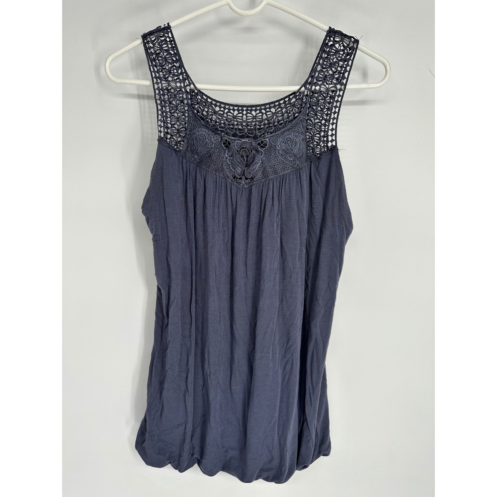 Kimchi Blue Periwinkle Crochet Lace Tank Top Women L Fairycore‎ Gypsy Boho